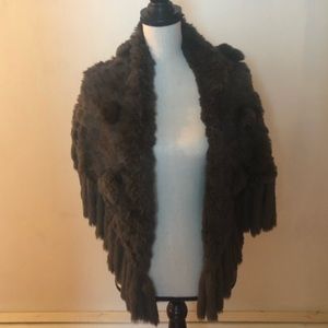 🔥 NWOT Deep green real rabbit fur poncho 🔥